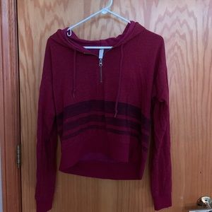 large maroon cropped hoodie